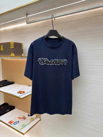Louis Vuitton Denim Appliqué Crewneck Short-Sleeve T-Shirt