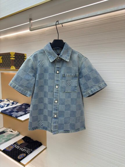 Louis Vuitton Damier Denim Short-Sleeve Shirt