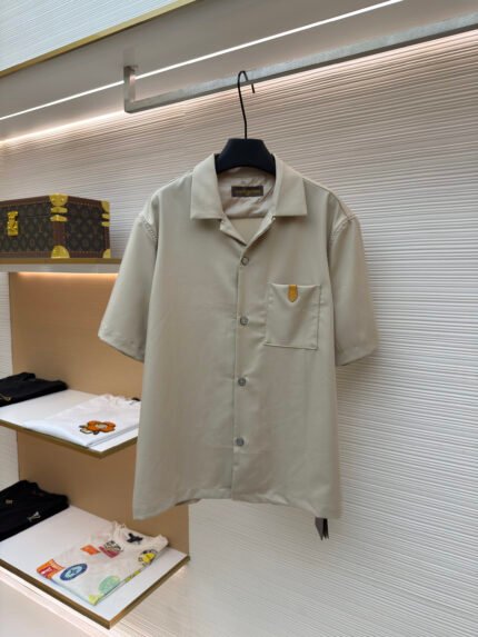 Louis Vuitton Silk-Cotton Velour Blend Open-Collar Logo Shirt
