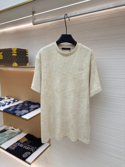 Louis Vuitton Damier Cotton Terry Embroidered Short-Sleeve Top