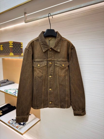 Louis Vuitton Pocket Letter-Embroidered Denim Trucker Jacket