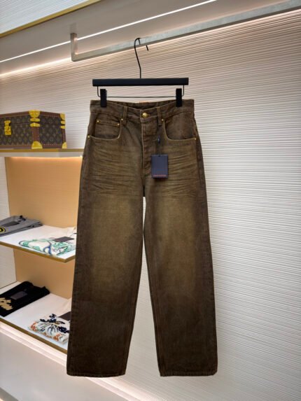 Louis Vuitton Pocket Letter-Embroidered Denim Jeans