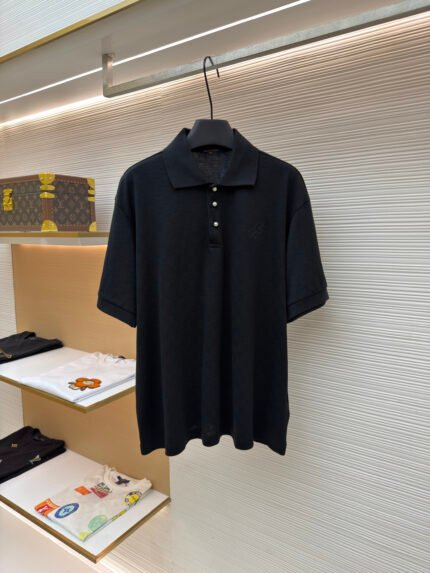 LOUIS VUITTON Cotton Embroidered Jacquard Check Polo Shirt
