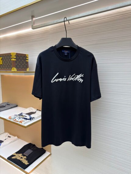 Louis Vuitton Script Embroidery Crewneck Short-Sleeve T-Shirt