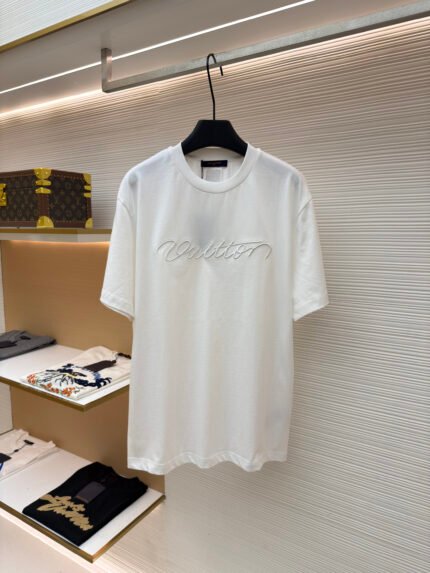 Louis Vuitton Script Embroidery Crewneck Short-Sleeve T-Shirt