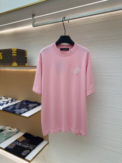 Louis Vuitton Short-Sleeve Shirt with Embroidered Letter Pins