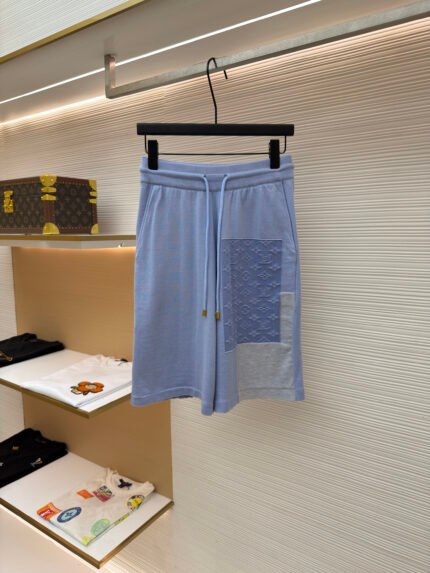 Louis Vuitton Letter Jacquard & Contrast-Panel Knit Shorts