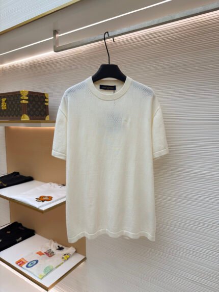 Louis Vuitton Openwork Damier Knit Short-Sleeve Crewneck T-Shirt
