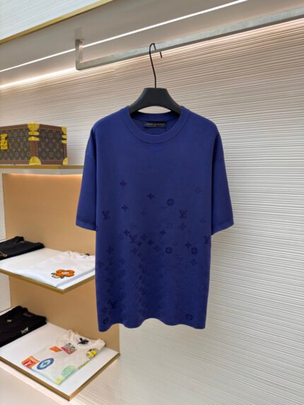 Louis Vuitton Short-Sleeve Knitted Top with Graduated Letter Jacquard