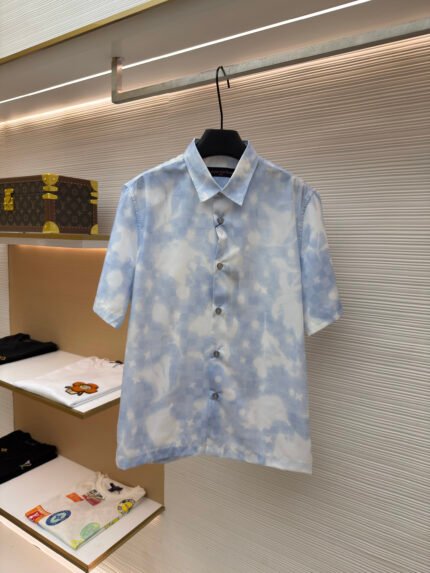 Louis Vuitton Short-Sleeve Shirt with Overprinted Logo Print