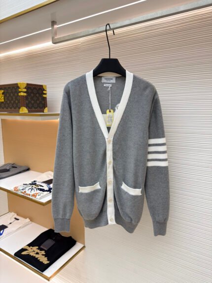 THOM BROWNE Reversible V-Neck Puppy Cardigan