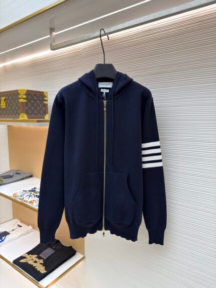 Thom Browne 4-Bar Zip-Up Hoodie