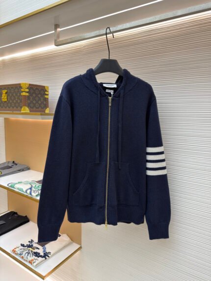 Thom Browne Cardigan with Back Zip and Small Horse Motif