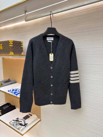 Thom Browne Classic 4-Bar Wool Knit Cardigan
