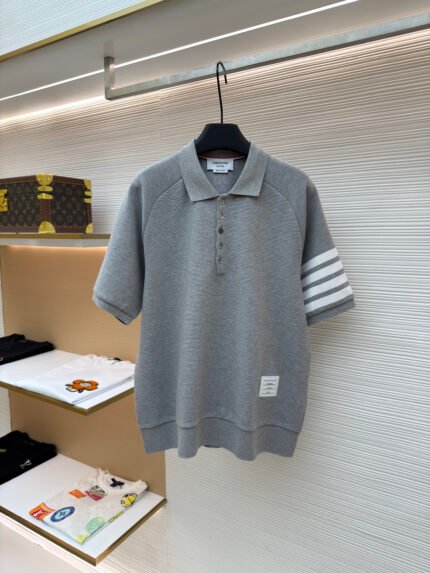 Thom Browne Ripple-Effect Polo Shirt