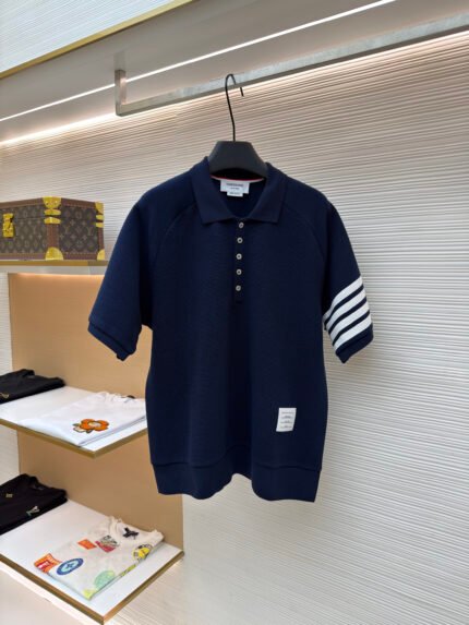 Thom Browne Ripple-Effect Polo Shirt