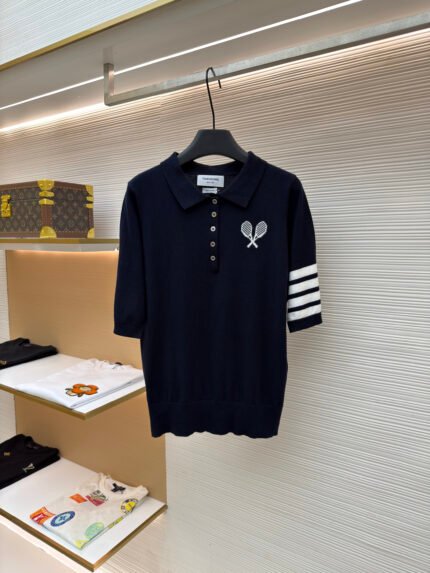 THOM BROWNE Tennis Racket Short-Sleeve Polo Shirt