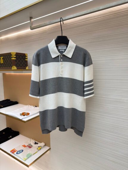 Thom Browne Wide-Stripe Short-Sleeve Polo