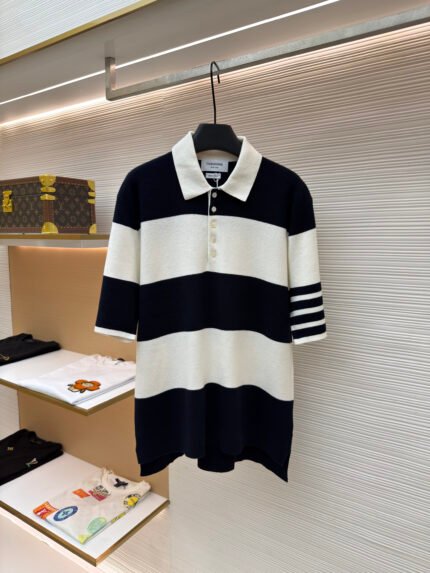 Thom Browne Wide-Stripe Short-Sleeve Polo