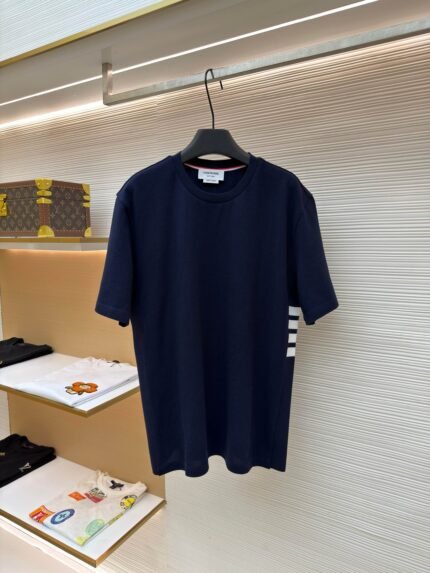 THOM BROWNE Short-Sleeve Polo with Four-Bar Stripe