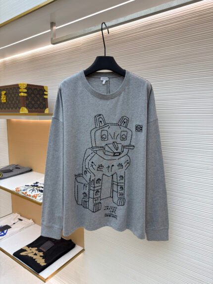 Loewe Stone Cat Crewneck Long-Sleeve Top
