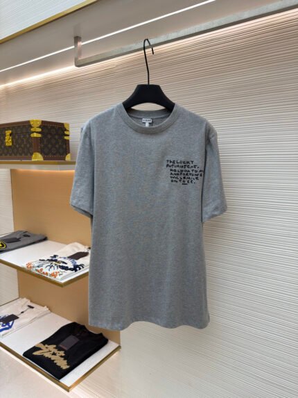 Loewe White Cat Heather Grey Crewneck Short-Sleeve T-Shirt