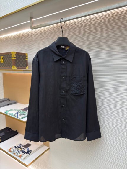 Loewe Embroidered Linen Long-Sleeve Shirt