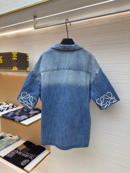 Loewe Anagram Denim Short-Sleeve Shirt