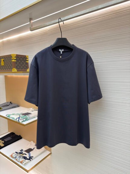 Loewe Solid-Color Crewneck Short-Sleeve T-Shirt with Laser-Cut Floral Pattern