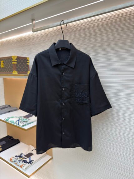 Loewe Embroidered Linen Short-Sleeve Shirt