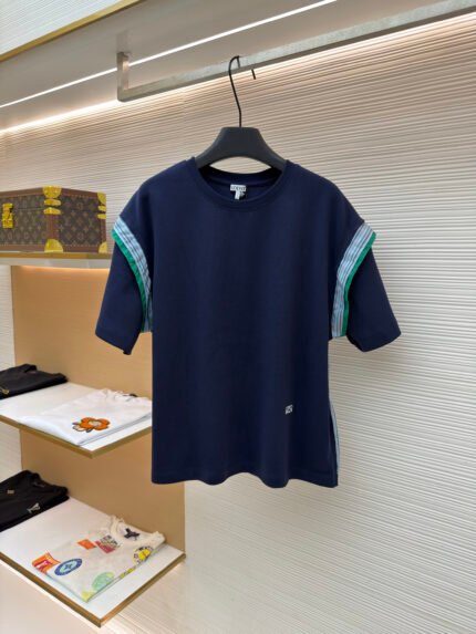 Loewe Embroidered Striped Patchwork Short-Sleeve Top [Women's]