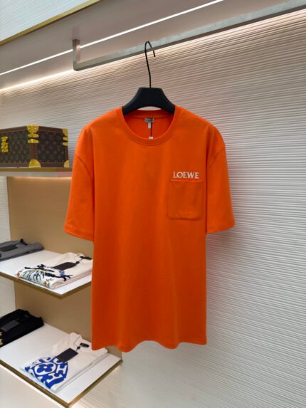 Loewe Short-Sleeve Shirt with Patch Pocket and Embroidery