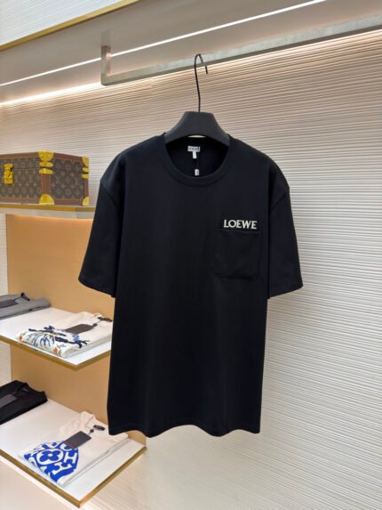 Loewe Short-Sleeve Shirt with Patch Pocket and Embroidery