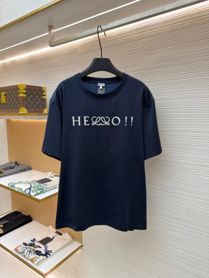 Loewe "Hello" Print Crew-Neck Short-Sleeve T-Shirt