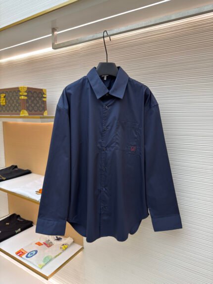 Loewe Anagram Two-Tone Embroidered Patch Pocket Shirt