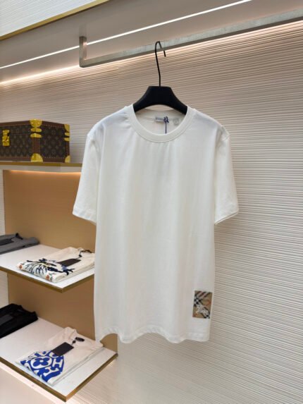 Burberry Classic Crew-Neck Cotton T-Shirt with Herringbone Logo and Check Label