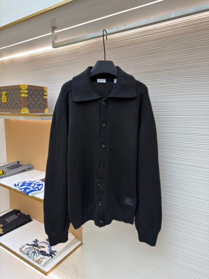Burberry Rib-Knit Cashmere Polo Sweater