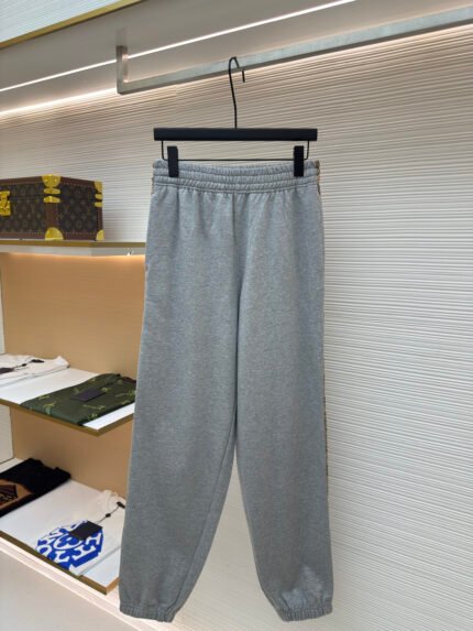 BURBERRY Embroidered Sweatpants with Check Webbing Trim