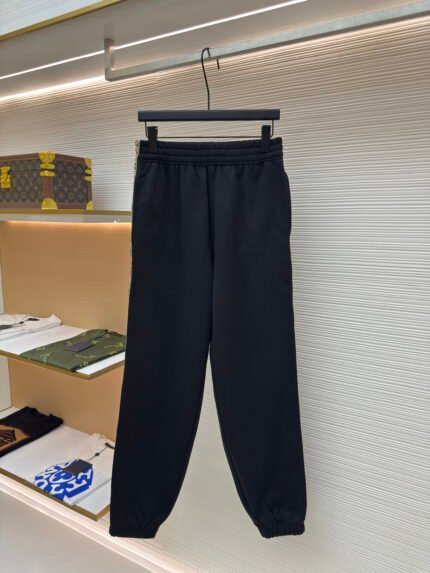 BURBERRY Embroidered Sweatpants with Check Webbing Trim