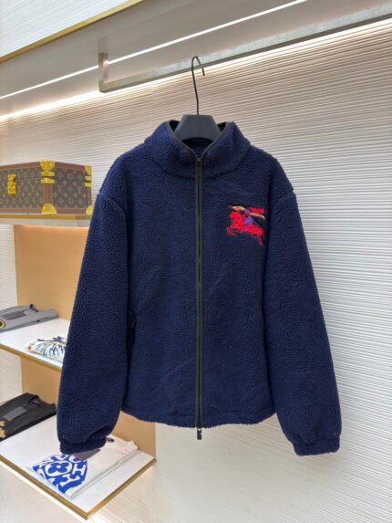 Burberry Equestrian Knight Embroidered Suede Jacket