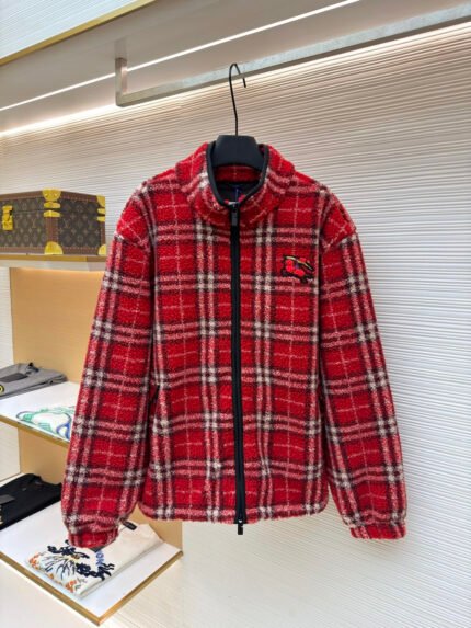 Burberry Check Wool-Blend Suede Coat