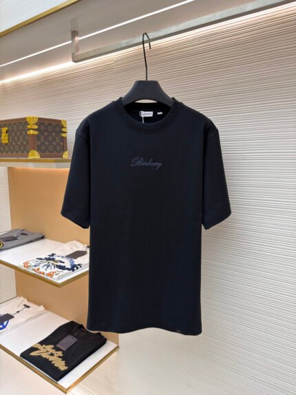Burberry Plaid Crew-Neck Short-Sleeve T-Shirt with Back Letter Embroidery