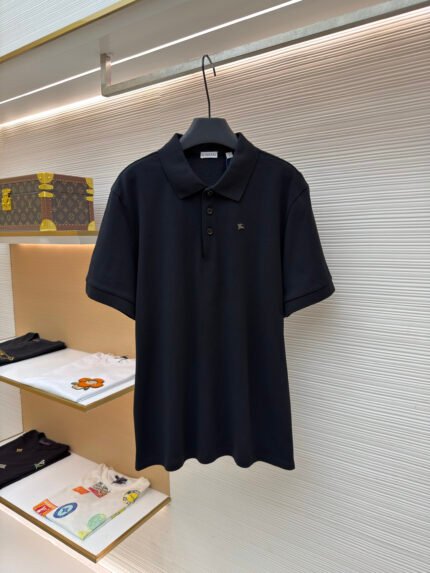 Burberry Polo Shirt with Metal Equestrian Knight Emblem