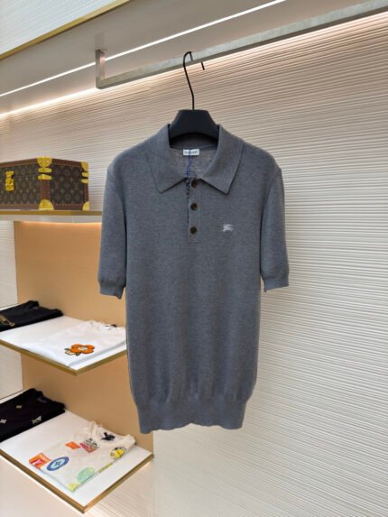 Burberry Logo-Embroidered Polo-Collar Knit