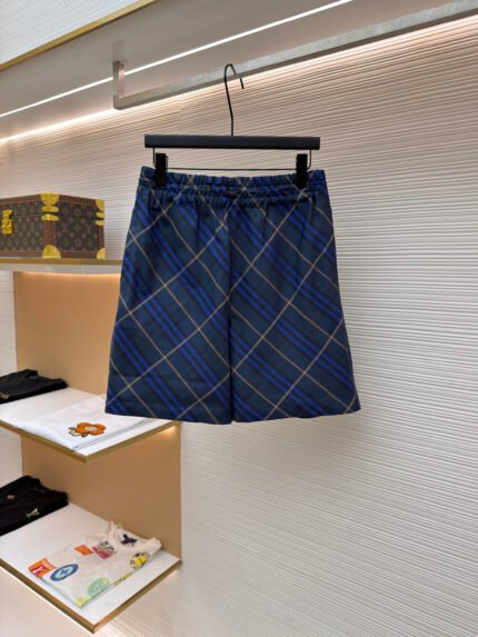 Burberry Twill Check Shorts with Equestrian Knight Embroidery