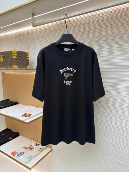 Burberry Check Flag Motif Cotton Crew-Neck T-Shirt