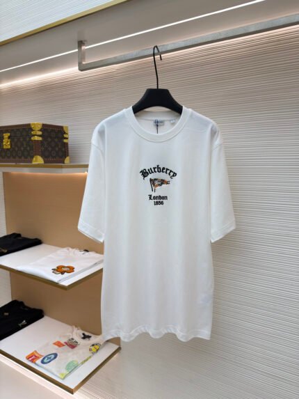 Burberry Check Flag Motif Cotton Crew-Neck T-Shirt
