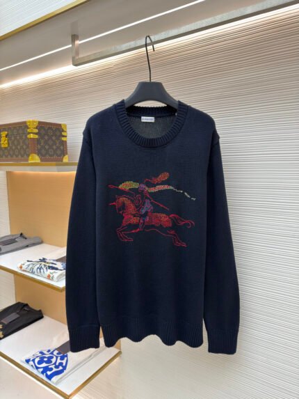 Burberry Equestrian Logo Embroidered Wool-Blend Knit