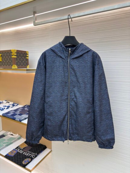 FENDI Blue FF Nylon Reversible Jacket