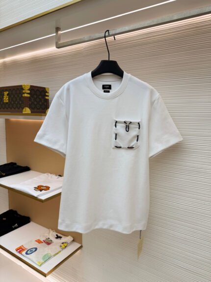 Fendi Short-Sleeve Top with Ribbon Pocket